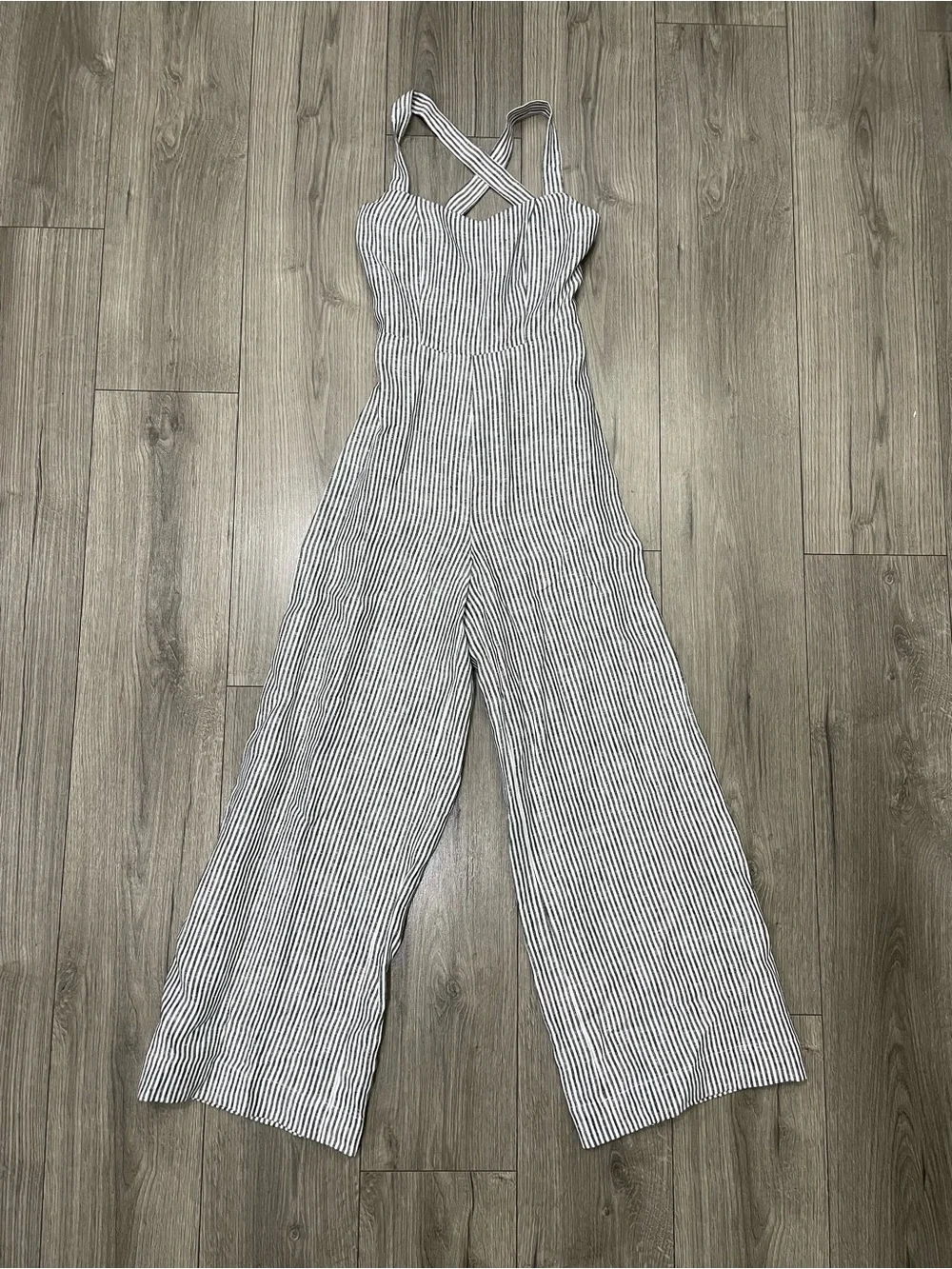Reformation Autumn Linen Jumpsuit In Vineyard Stripes Size 0